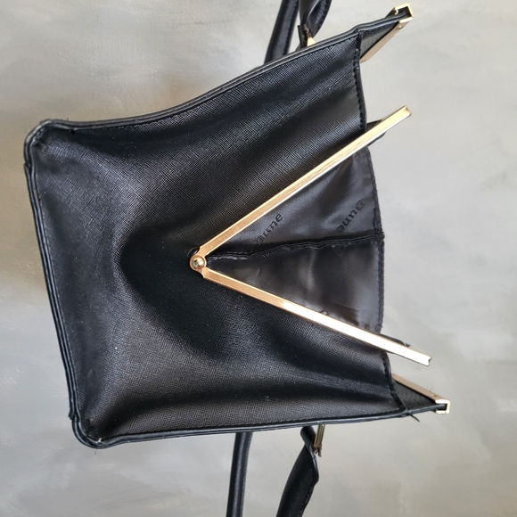 Dune London Black Vegan Leather Gold Top Handle Tote - Picture 5 of 13